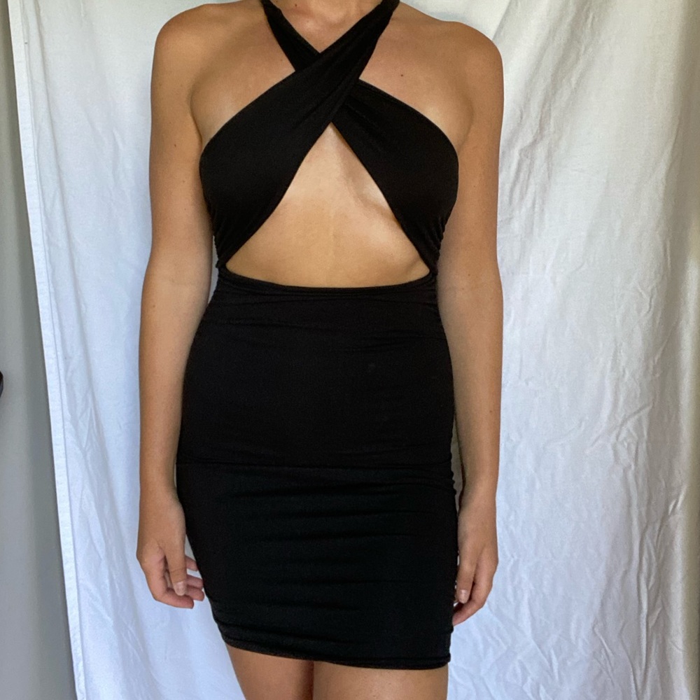 Black front cross dress
